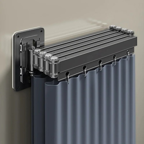 Folding rod shower curtain - folding,