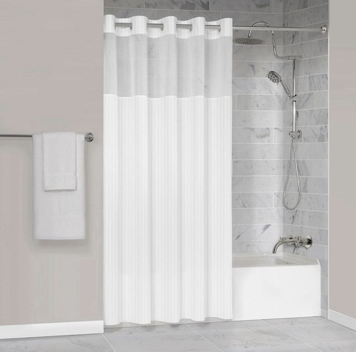 White hookless shower curtain - white,